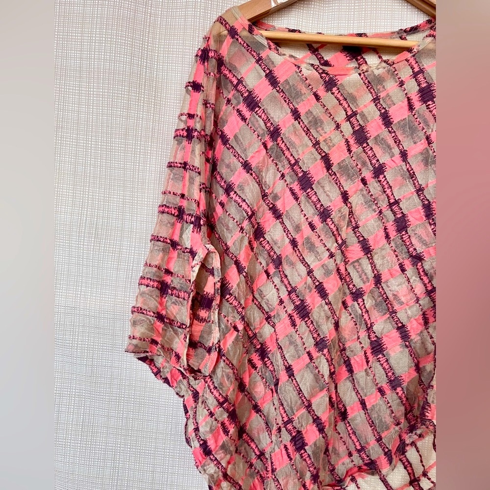 Vintage Babette San Francisco Semi Sheer Asymmetrical Top Textured Wearable Art - Picture 6 of 14